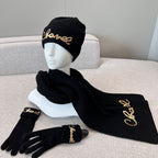 Chanel Cashmere Knit Hat Gloves Scarf #96642