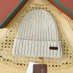 Loro Piana Moltrasio Beanie Men's And Women's Fashion Trend Knitted Leather Label Warm Hat Autumn And Winter High Street Comfortable Hat  #81453