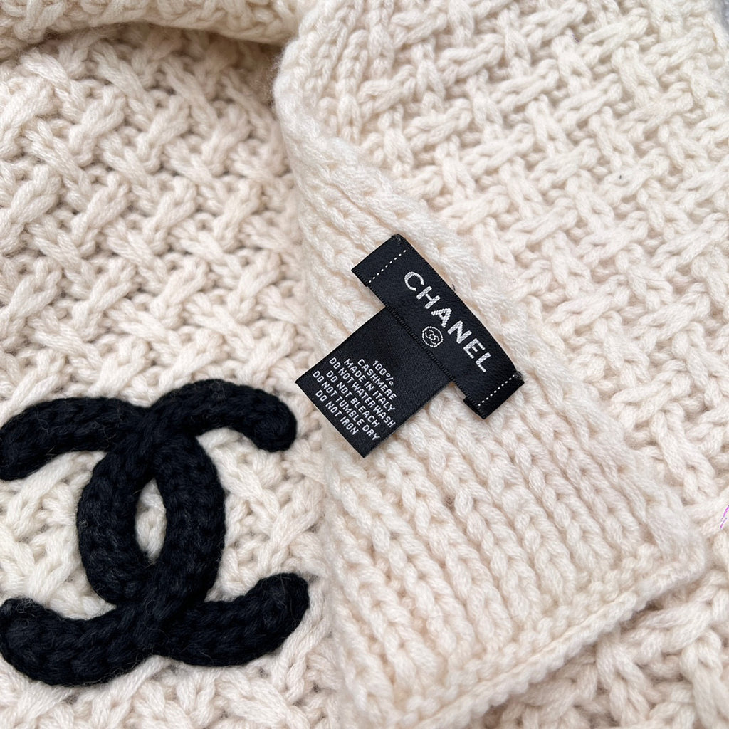 Chanel Knitted Cashmere Scarf Hat #96643