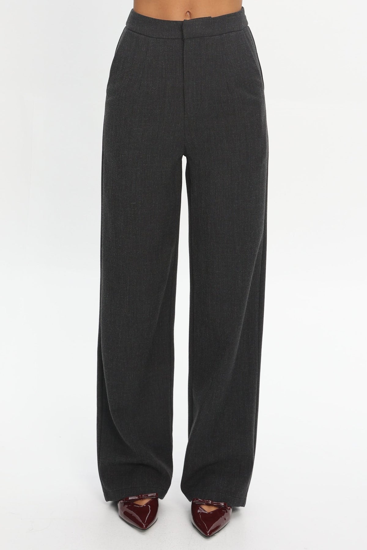 In Disguise Straight Leg Pocket Pants Charcoal