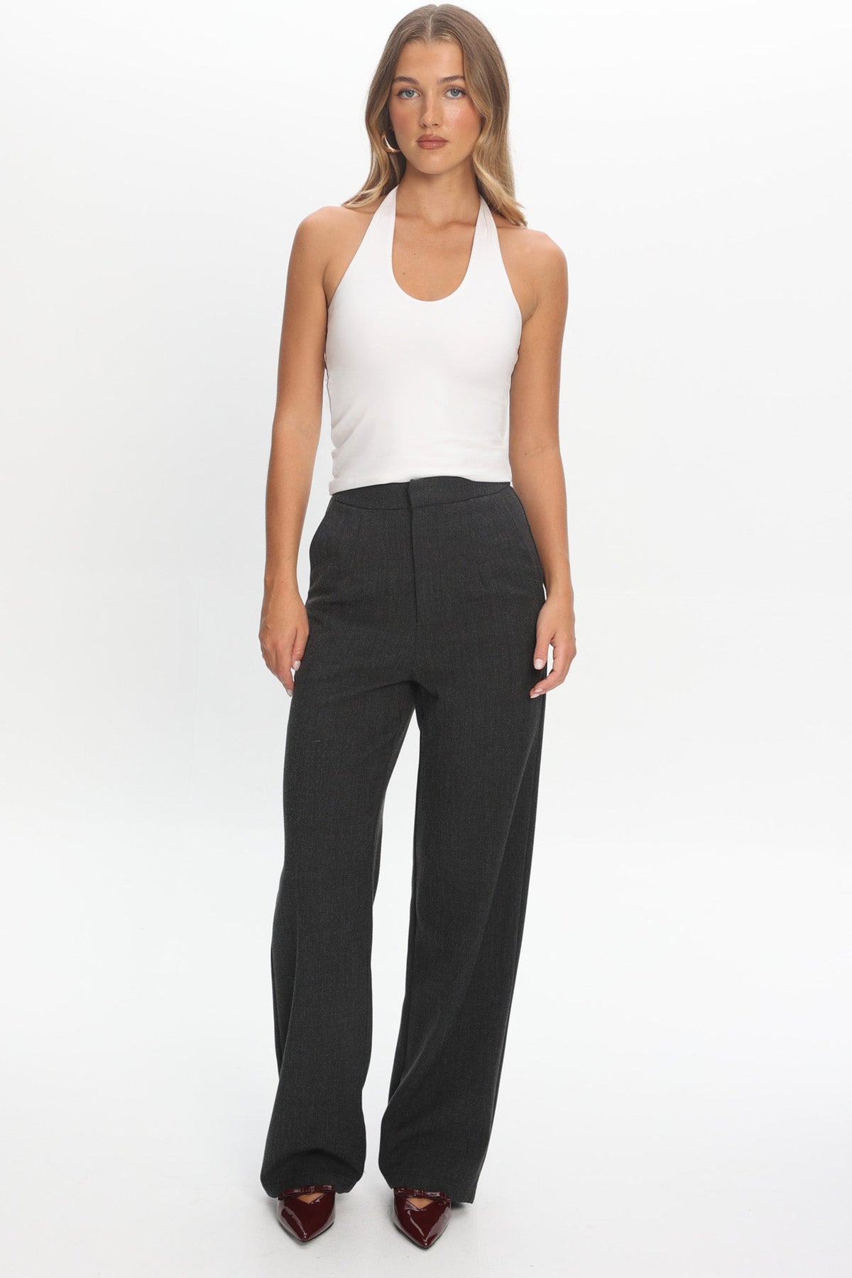 In Disguise Straight Leg Pocket Pants Charcoal