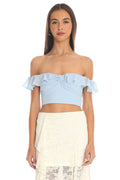 Cloud Nine Ruffled Crop Top Baby Blue