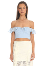 Cloud Nine Ruffled Crop Top Baby Blue
