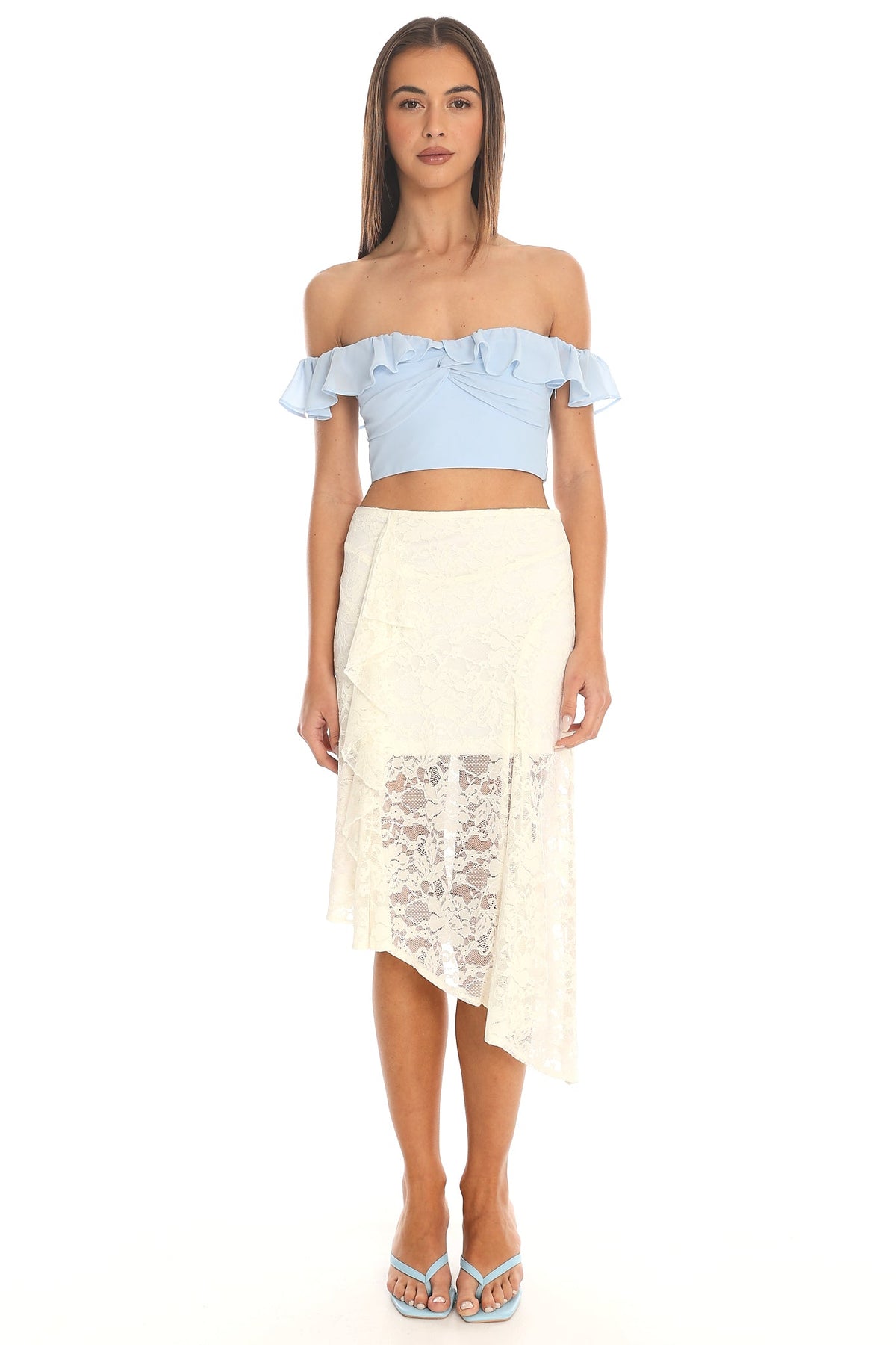 Cloud Nine Ruffled Crop Top Baby Blue