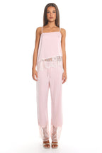 Rosanna Lace Trim Pants Dusty Pink