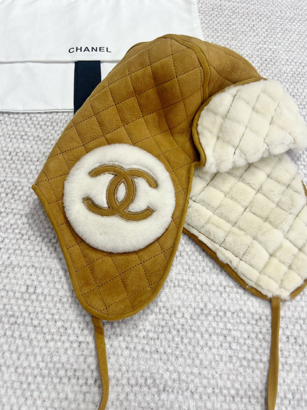 Chanel Men's and Women's Autumn and Winter Solid Color Sheep Leather Padded Cap Ears Hat #74597