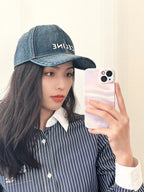 Celine Men Women Fashion Vintage Cowboy Letter Embroidery Baseball Cap Blue Casual Duck Hat #72129