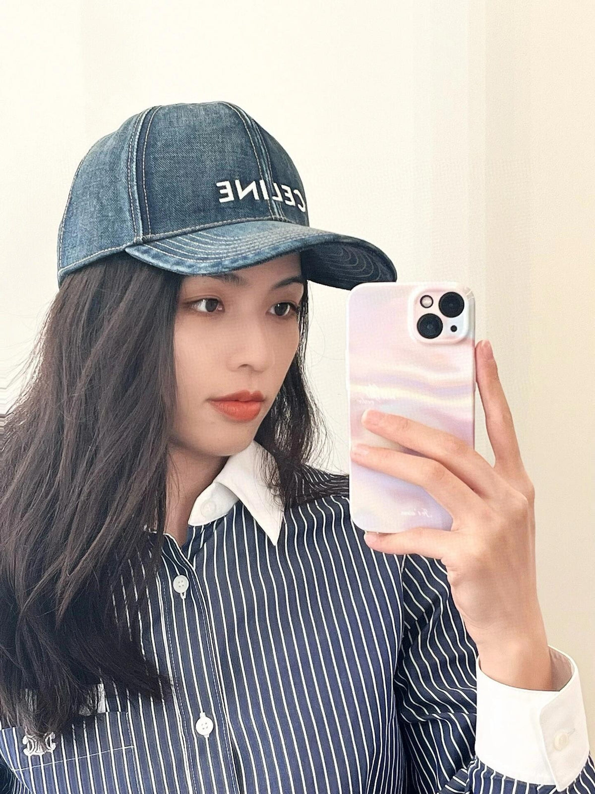 Celine Men Women Fashion Vintage Cowboy Letter Embroidery Baseball Cap Blue Casual Duck Hat #72129