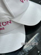 Louis Vuitton Men's and Women's White Monogrammed Embroidered Cotton Duck Cap Hat #72675