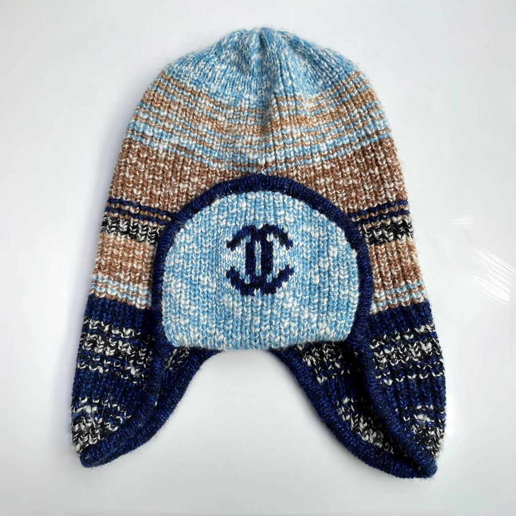 Chanel Women's Autumn and Winter Colorblocking Knitted Ski Hat Cap #74565
