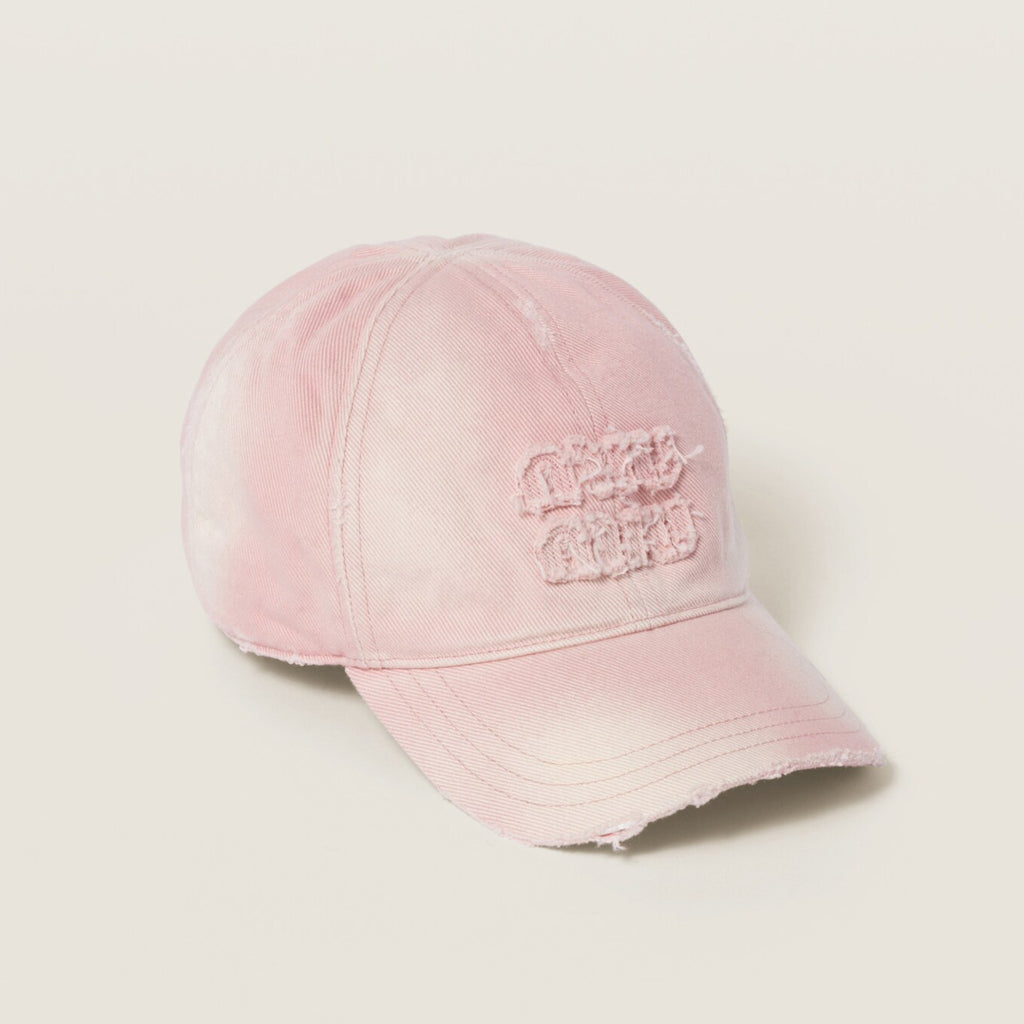 MiuMiu Women's Fan Embroidered Letter Print Denim Baseball Cap Hat #77382