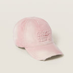 MiuMiu Women's Fan Embroidered Letter Print Denim Baseball Cap Hat #77382