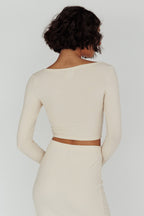 Lauryn Lace Bust Long Sleeve Top Beige