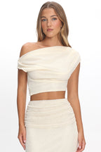 Alivya Asymmetric Neckline Knit Top Butter