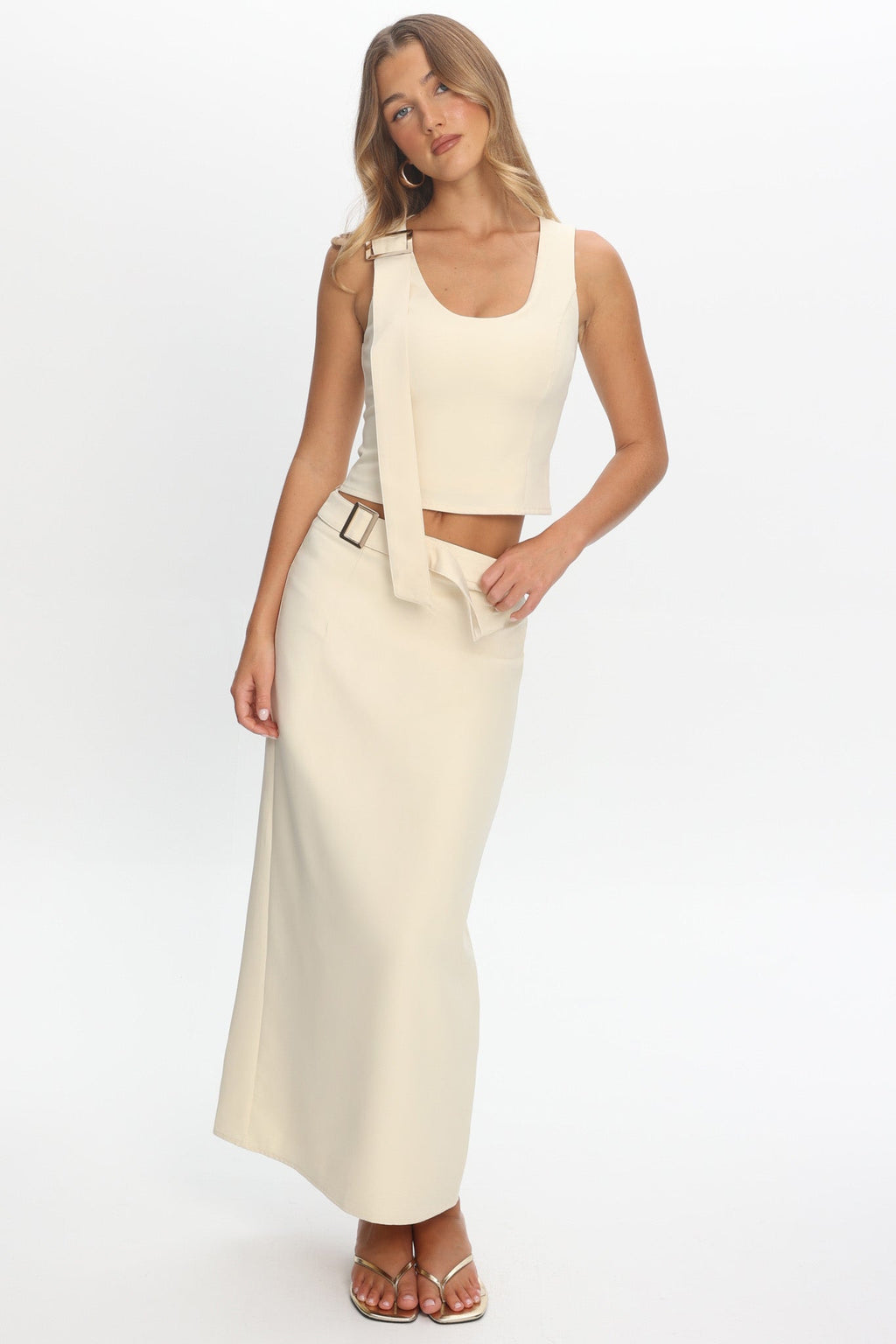 Sunday Moment Buckle Shoulder Top Butter