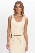 Sunday Moment Buckle Shoulder Top Butter