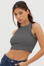 Seeker Ribbed Crop Top Striped Black Base