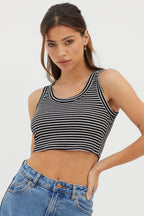 In Sync Scoop Neck Crop Top Black Base