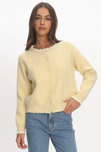 Aurore Scalloped Edge Knit Cardigan Butter