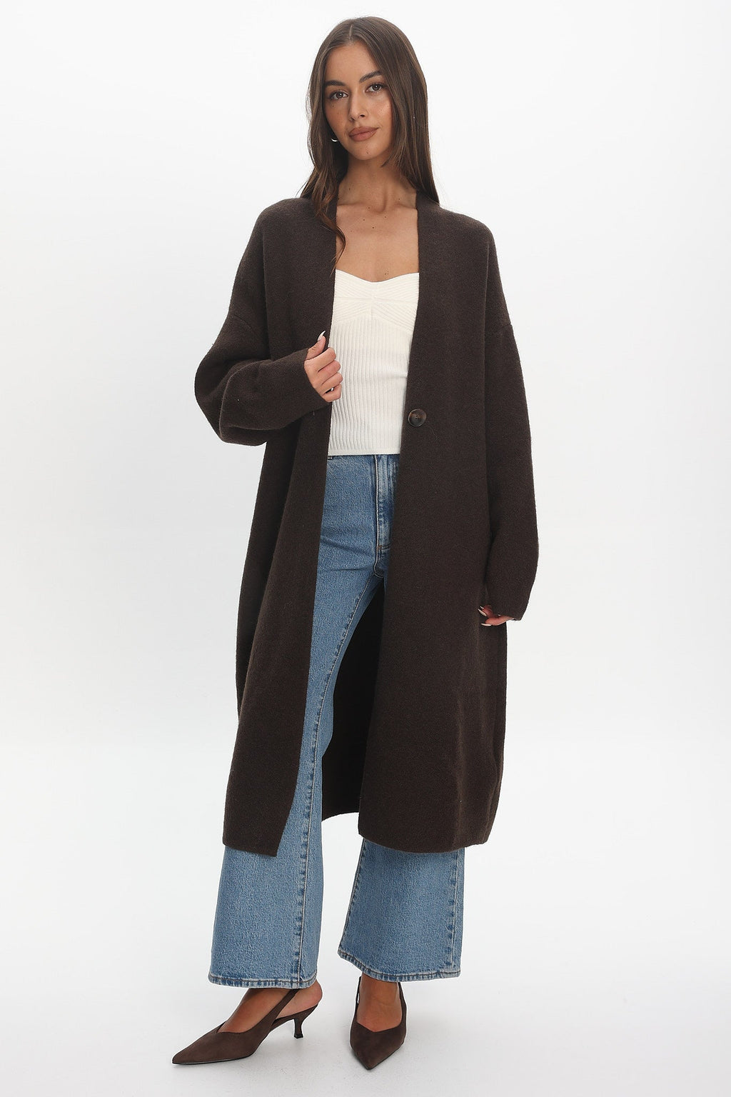 Last Light Longline Oversized Coat Chocolate