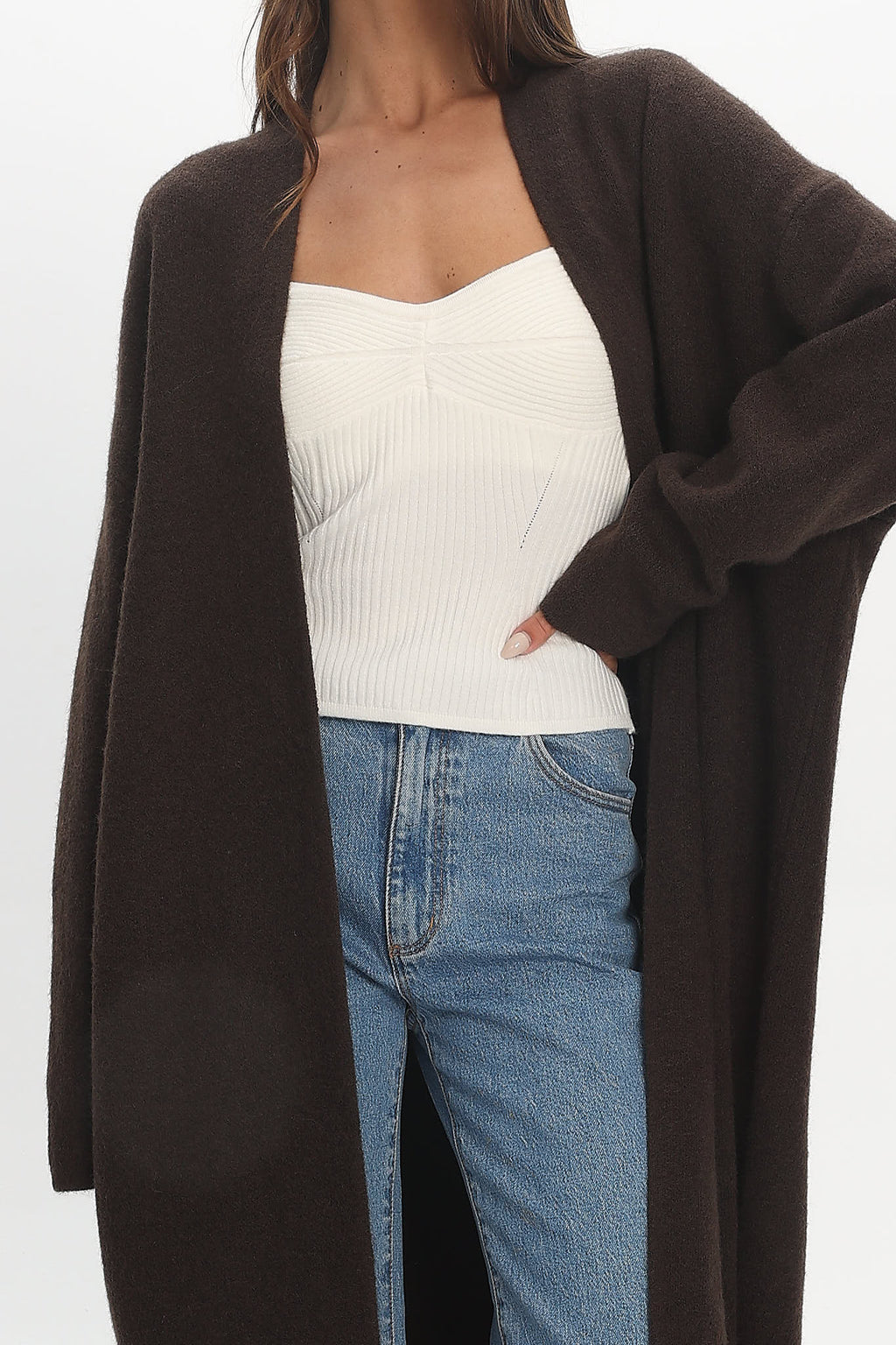 Last Light Longline Oversized Coat Chocolate