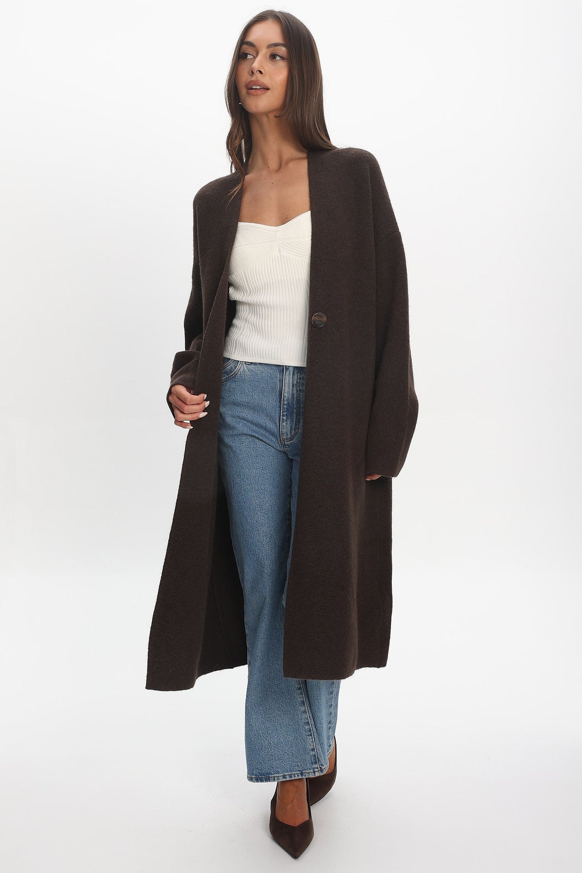 Last Light Longline Oversized Coat Chocolate