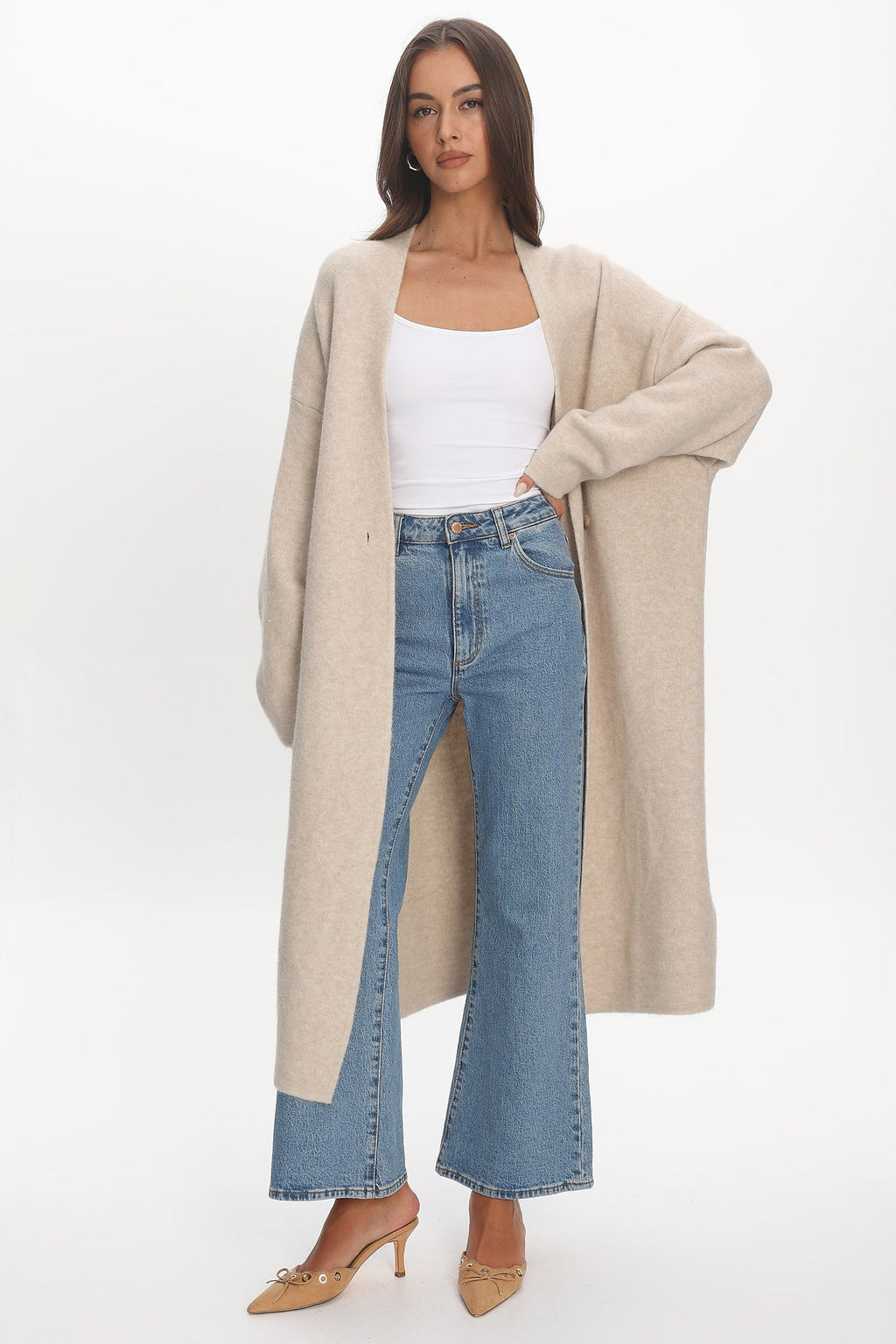 Last Light Longline Oversized Coat Oat