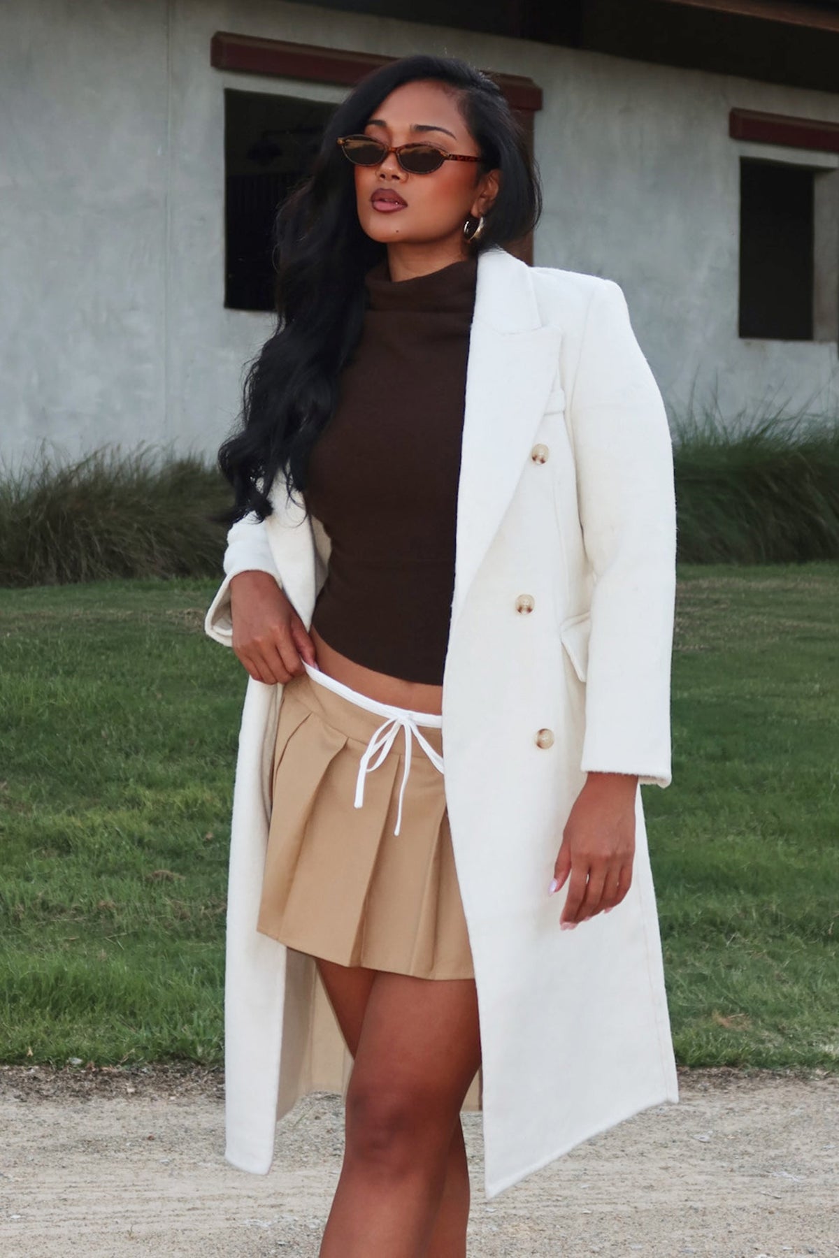 Luciana Waist Tie Trench Coat Oat