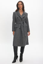 Luciana Waist Tie Trench Coat Grey