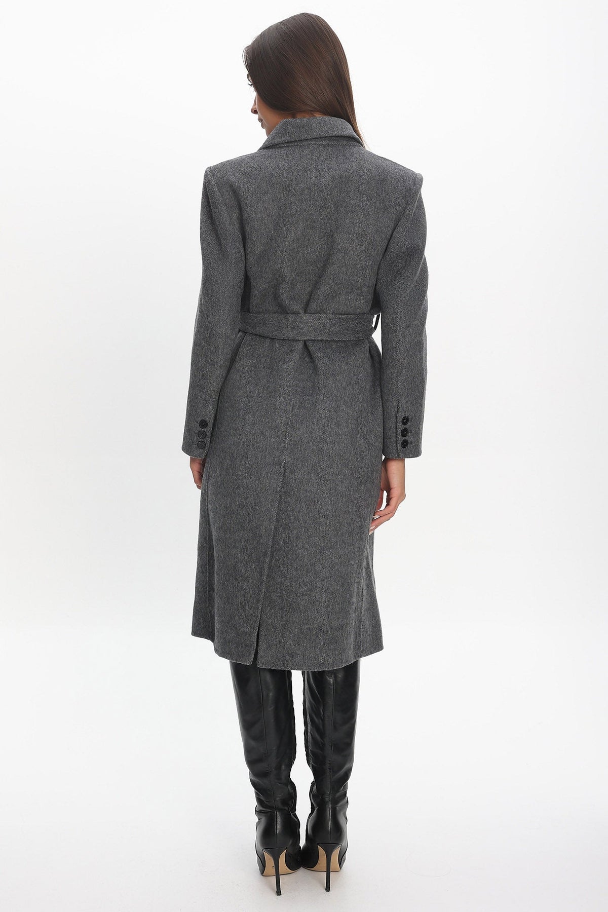Luciana Waist Tie Trench Coat Grey