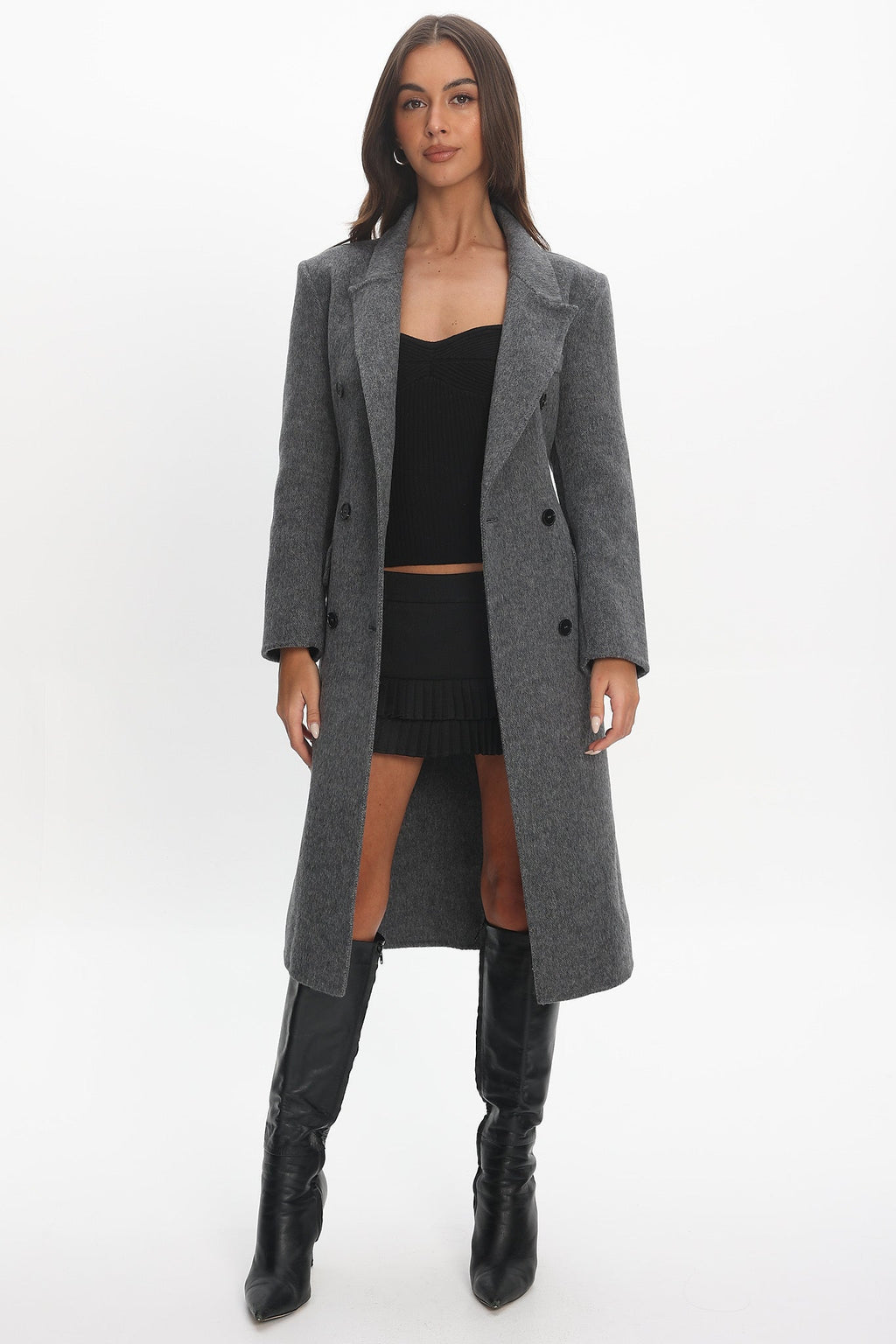 Luciana Waist Tie Trench Coat Grey