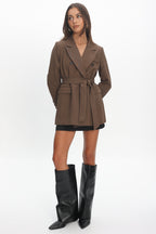 Adrianna Notch Lapel Blazer Chocolate