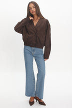 Rampage Faux Suede Blouson Jacket Chocolate