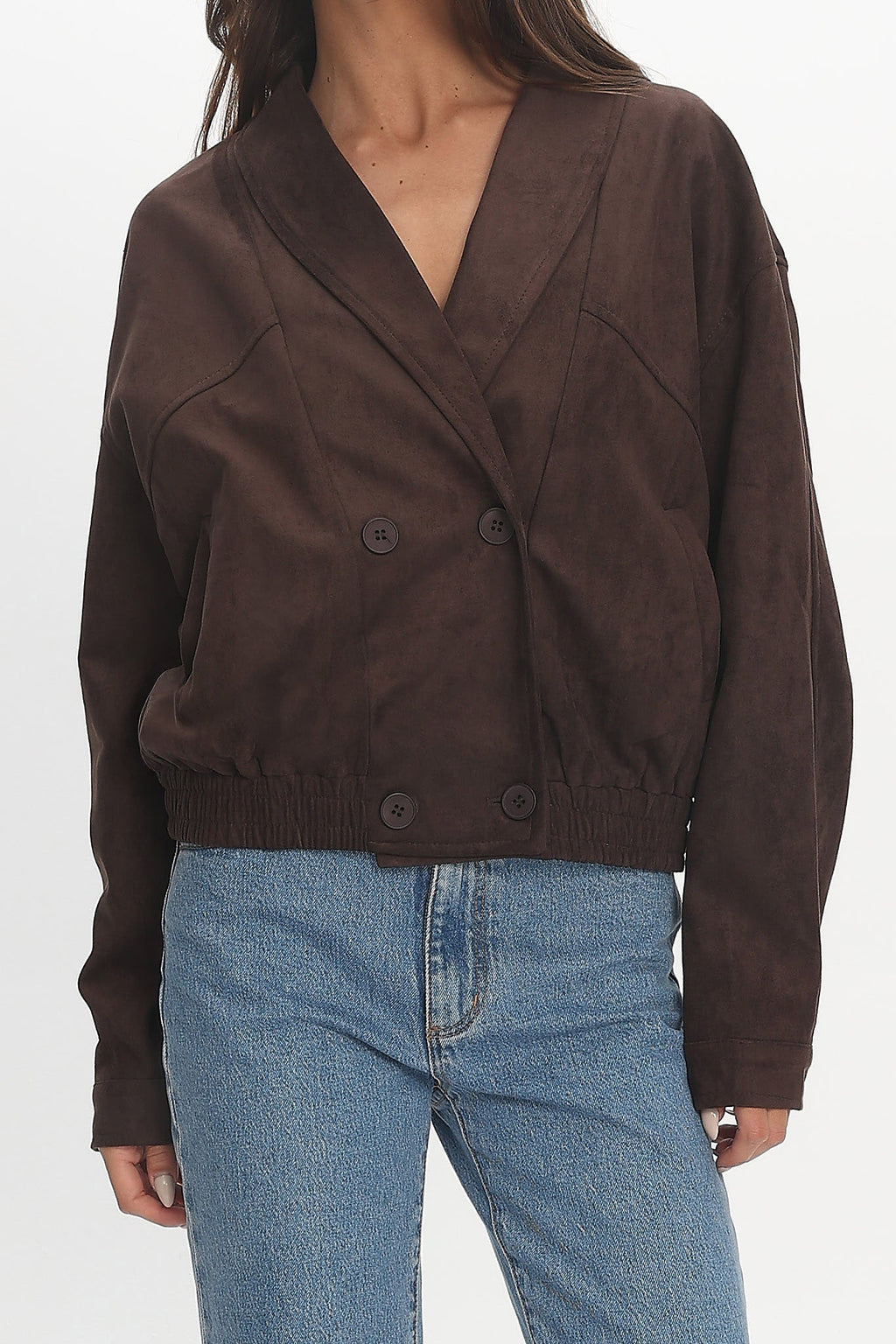Rampage Faux Suede Blouson Jacket Chocolate