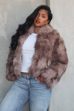 Moving On Faux Fur Coat Mocha