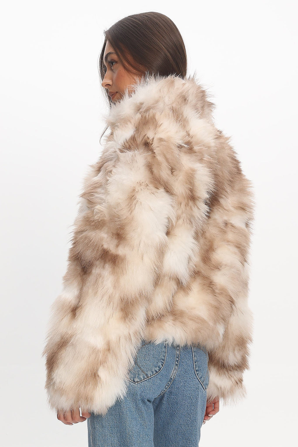 Moving On Faux Fur Coat Beige