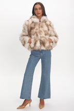 Moving On Faux Fur Coat Beige