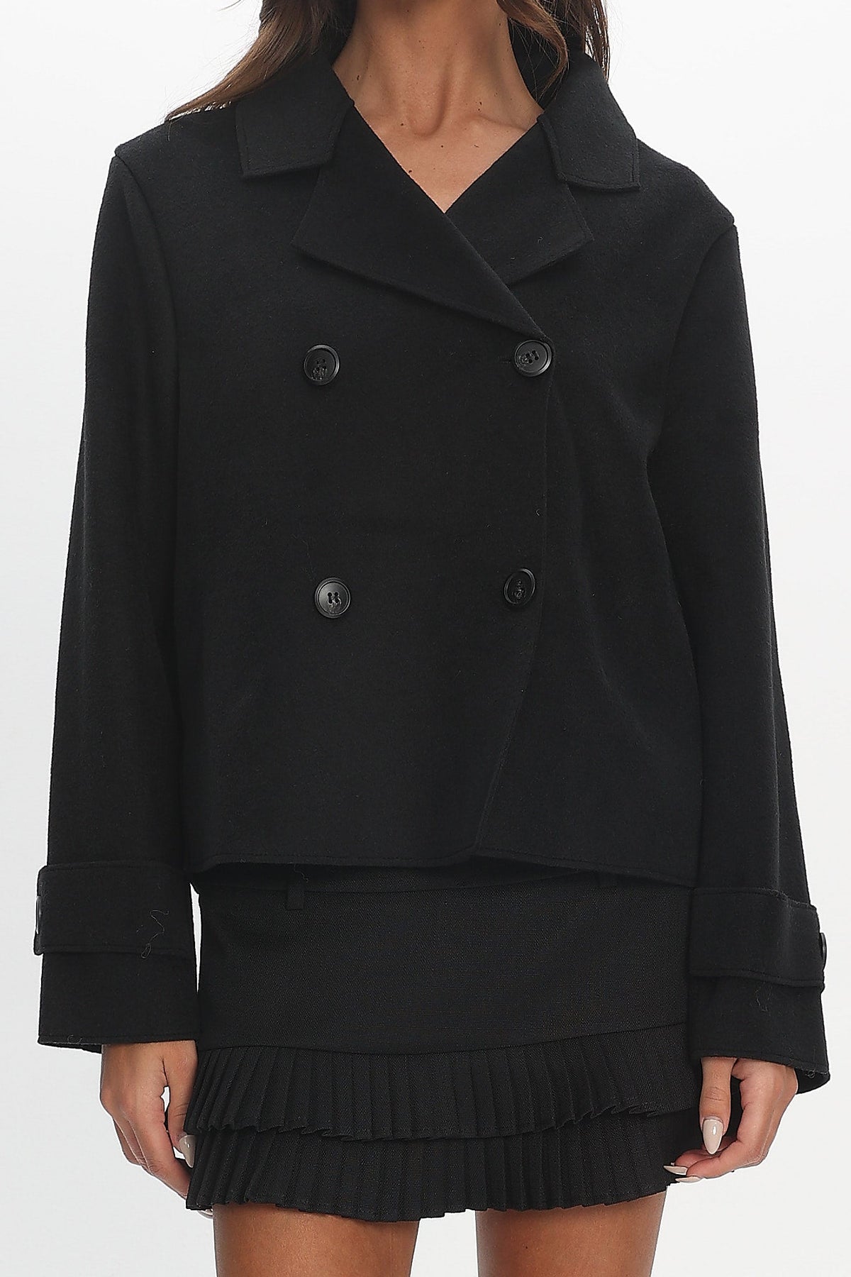 London Night Double-Breasted Coat Black