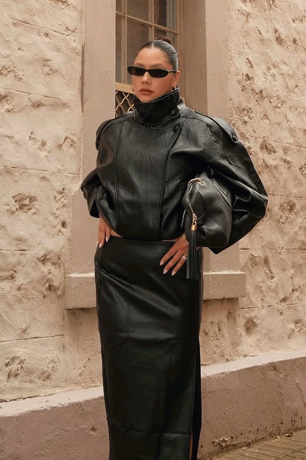 Bellarae High Neck Bomber Jacket Black