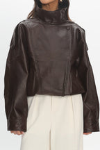 Bellarae High Neck Bomber Jacket Chocolate