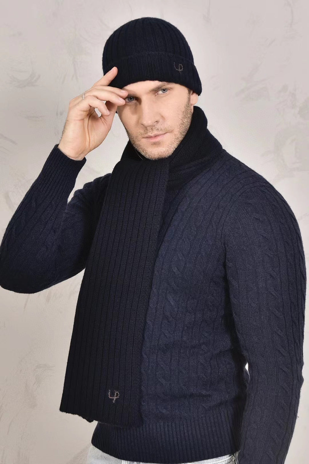 Loro Piana Cashmere Knit Hat Scarf Set #6664