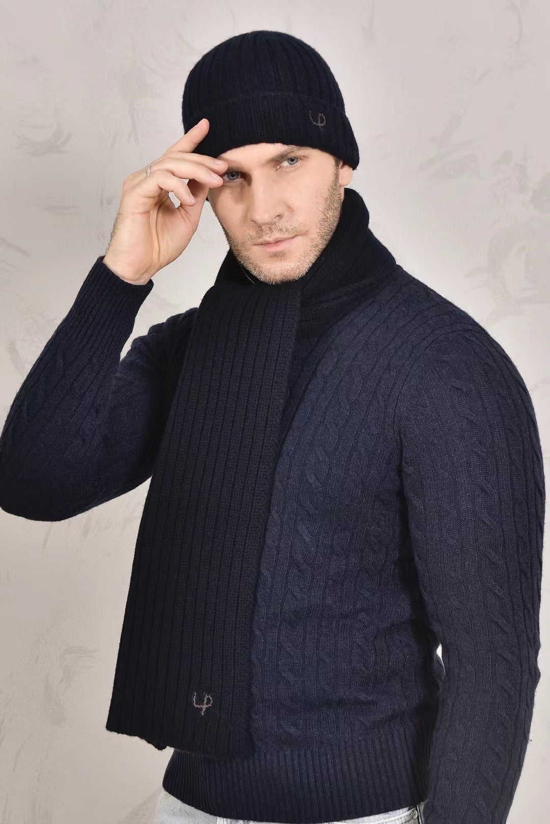 Loro Piana Cashmere Knit Hat Scarf Set #6664