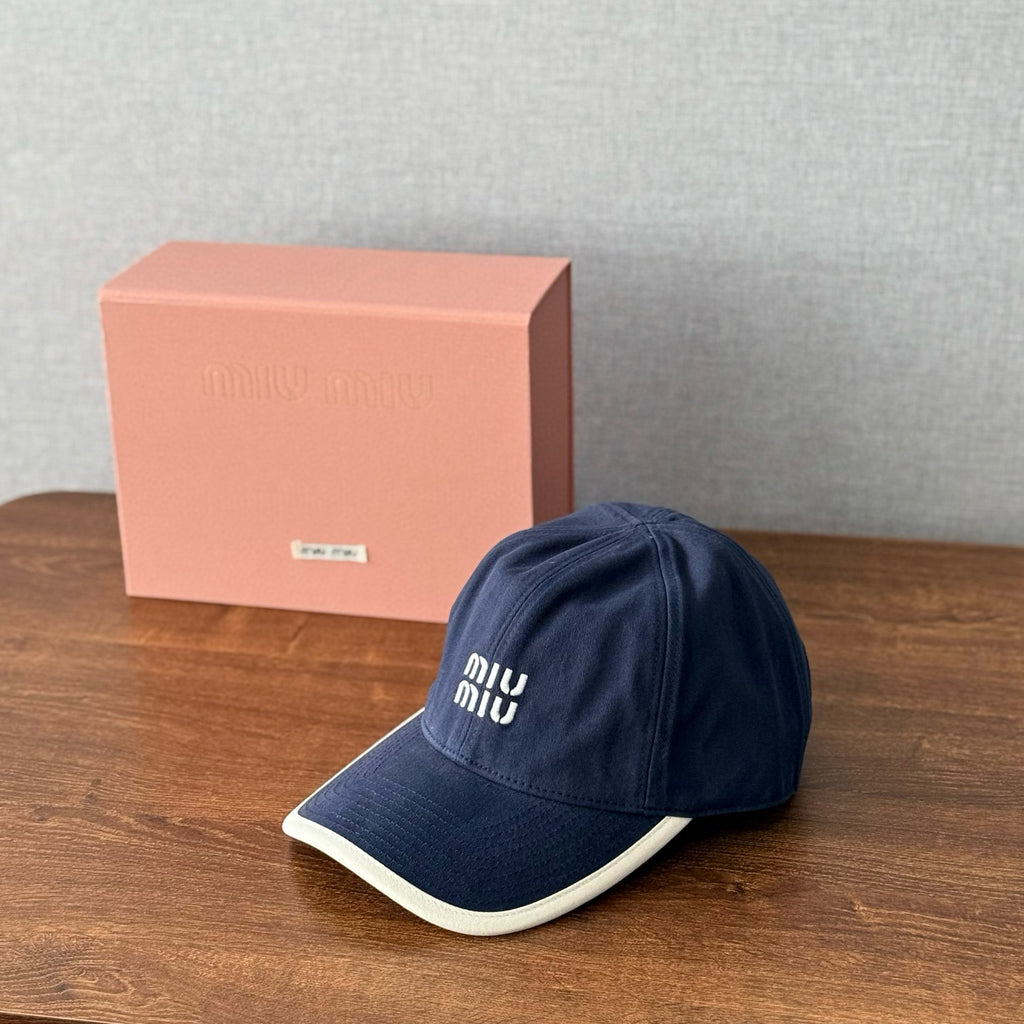 MiuMiu Men's and Women's Colorblocking Embroidered Lettered Duck Hat Cap #76438