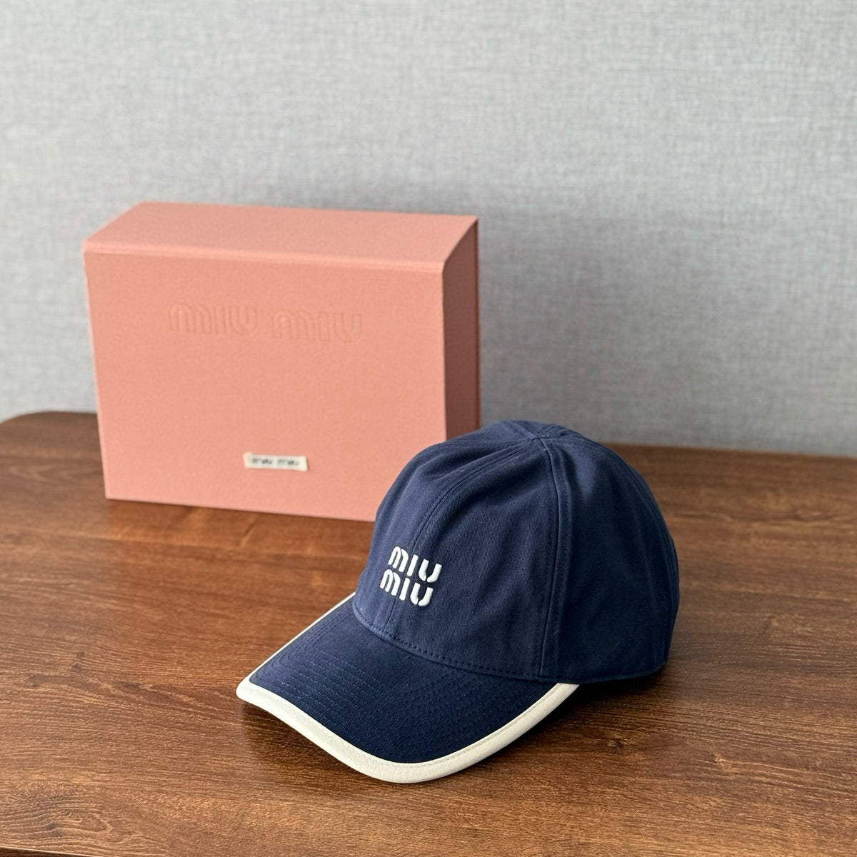 MiuMiu Men's and Women's Colorblocking Embroidered Lettered Duck Hat Cap #76438