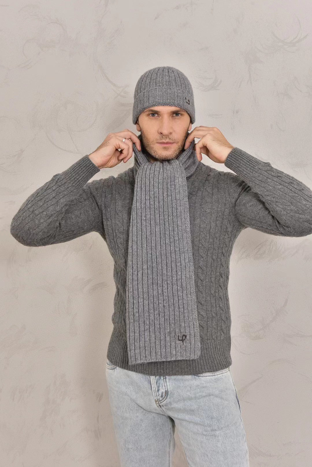 Loro Piana Cashmere Knit Hat Scarf Set #6664