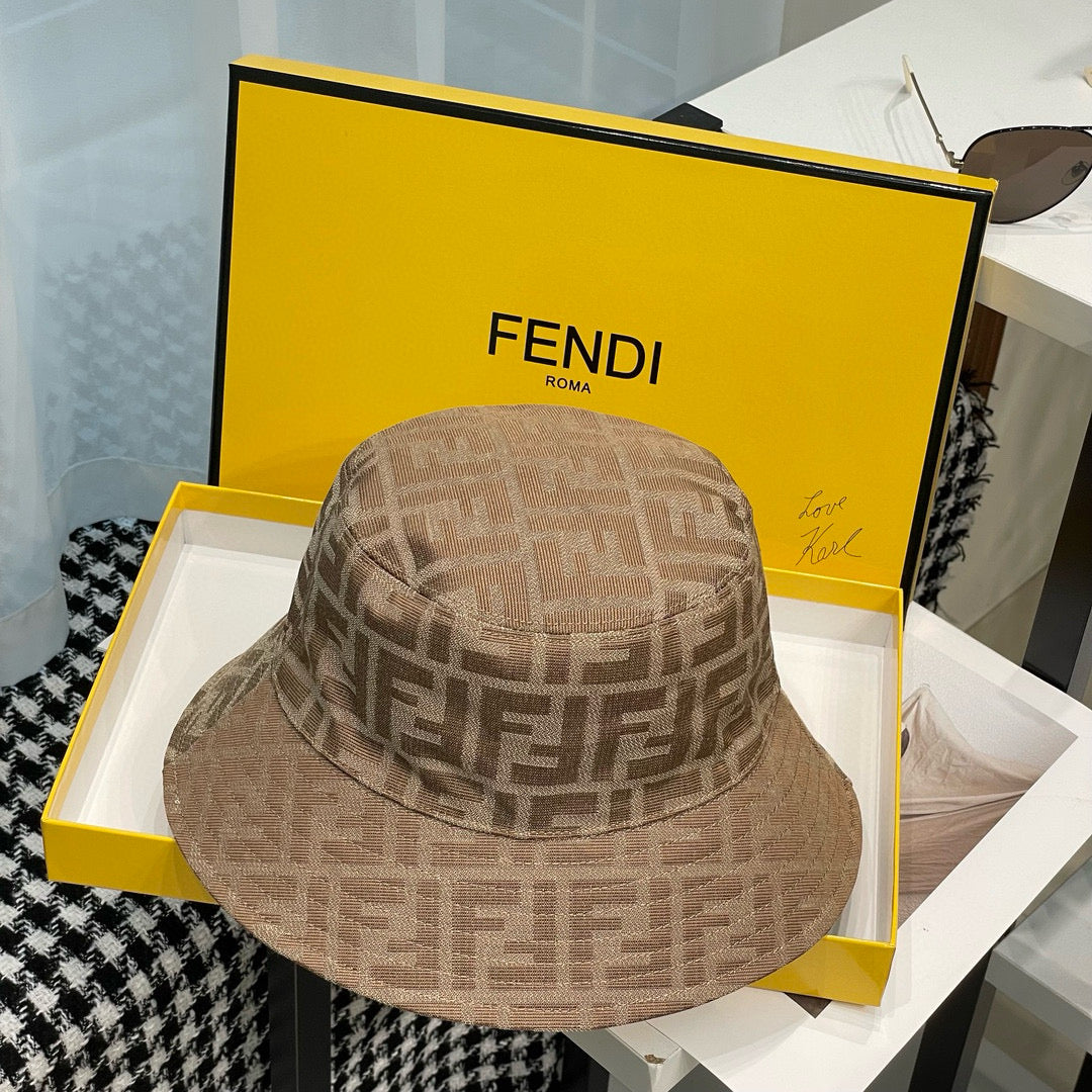 Fendi Women's Solid Colour Monogrammed Satin Fabric Fisherman's Hat Cap #76877