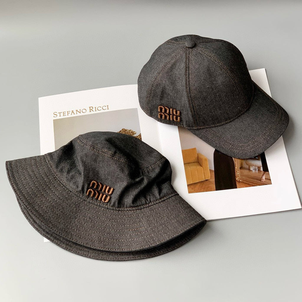 MiuMiu Men's and Women's Logo Embroidered Black Cowboy Fisherman's Cap Baseball Hat #98957