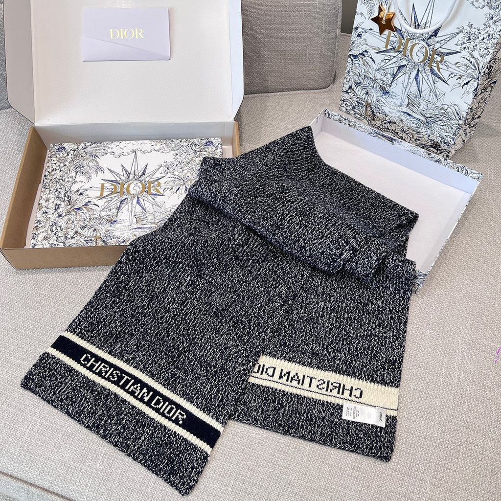 Dior WHITE Knitted Hat Scarf Two-Piece Set #21981
