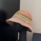 MiuMiu Women's Spring and Summer Rainbow Knit Fisherman's Hat Cap #76551