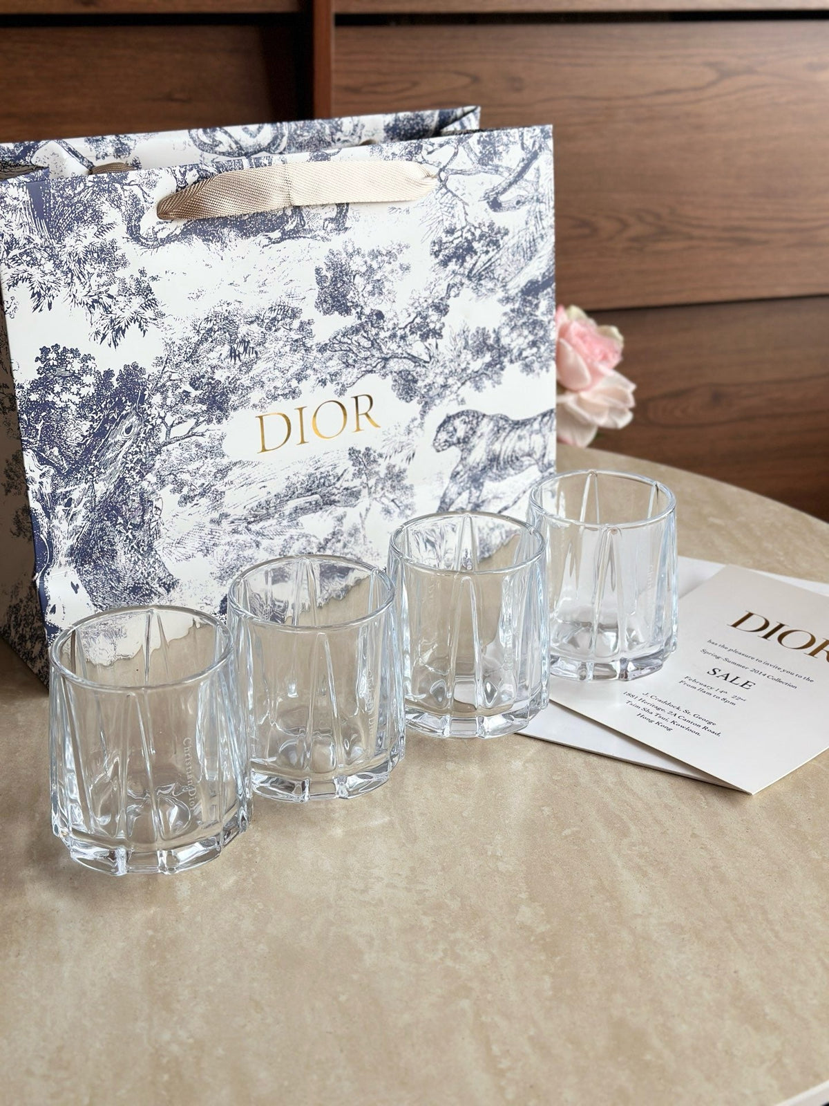 Maison Tumbler Cannage Transparent Crystal Glasses Set of 4